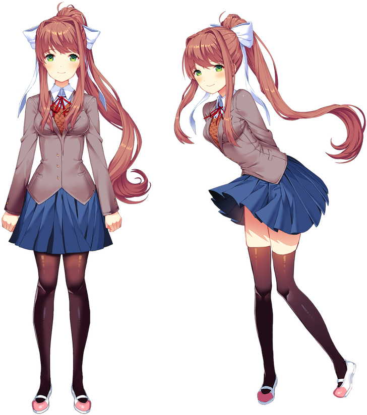 Doki Doki Literature Club Monika Standingand Posing PNG Image