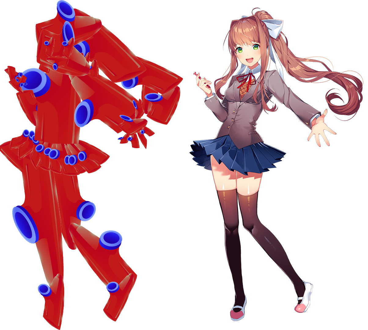 Doki Doki Literature Club Monikaand Red Abstract Figure PNG Image