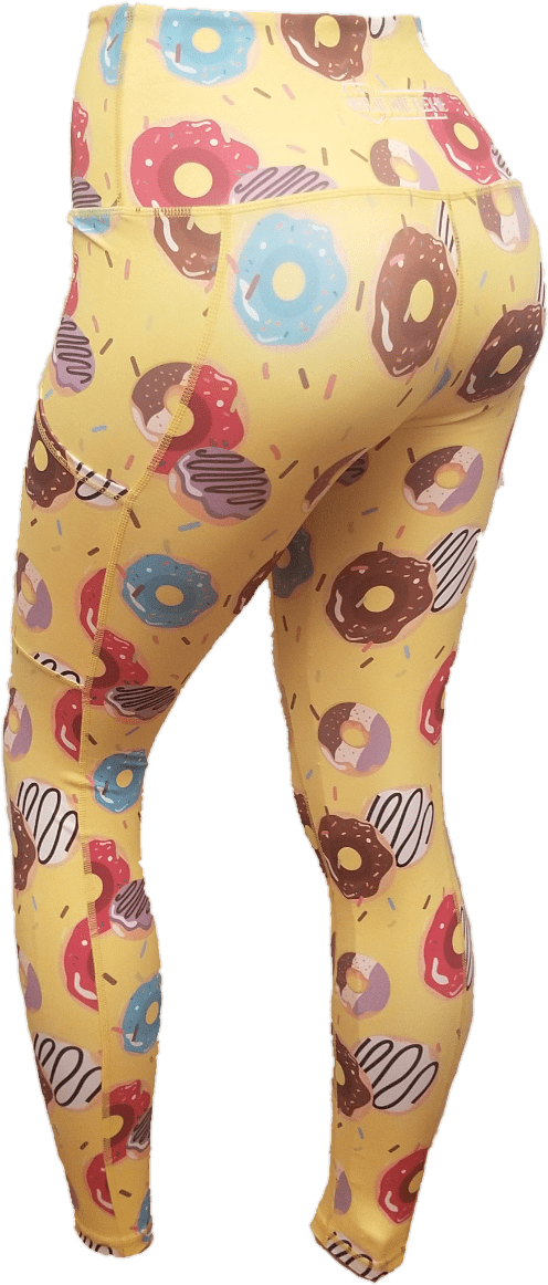 Donut Patterned Yellow Leggings PNG Image