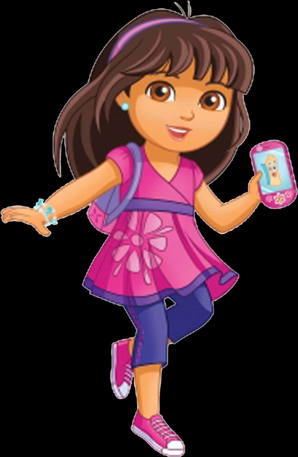 Dora The Explorer Holding Phone PNG Image