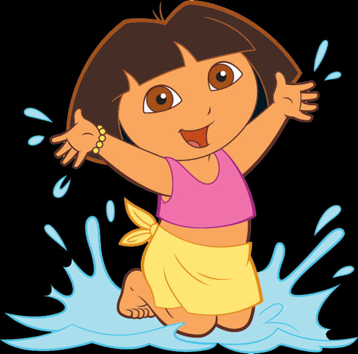 Dora The Explorer Jumping In Water PNG Image