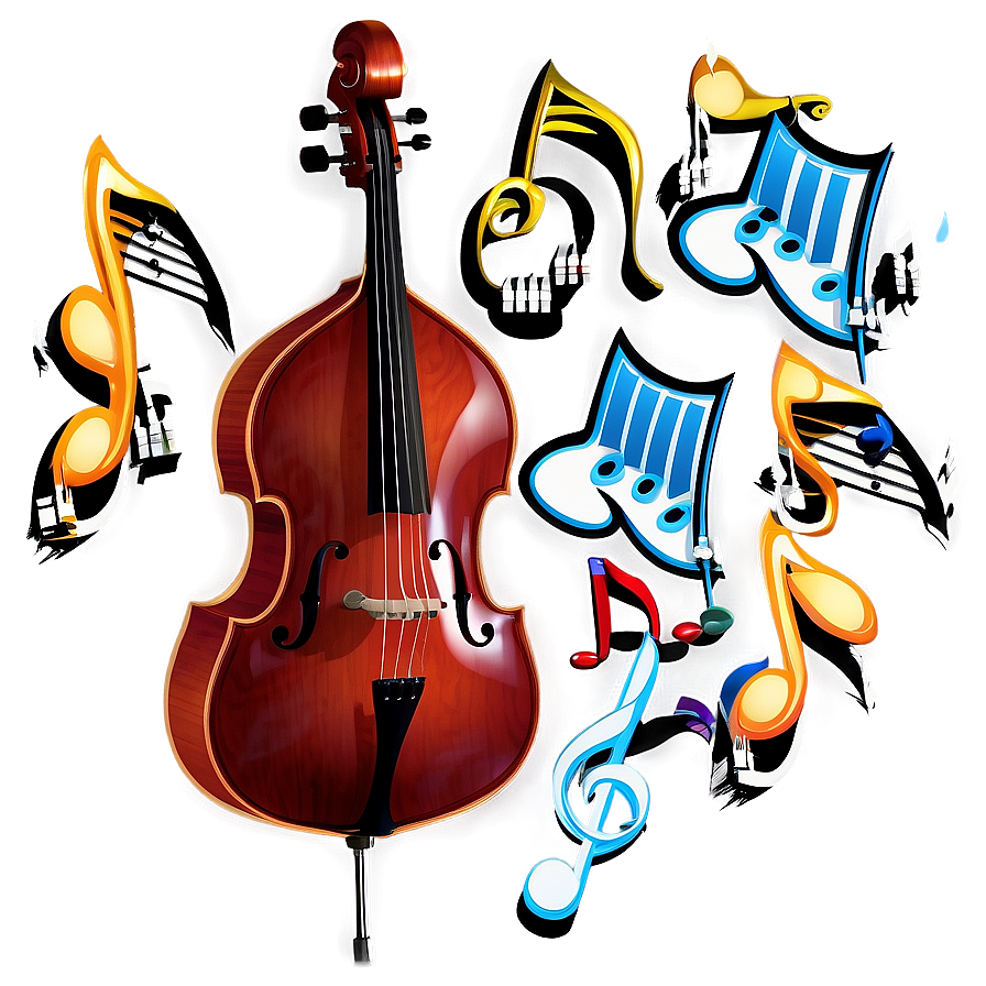 Double Bass With Music Notes Png 06242024 PNG Image