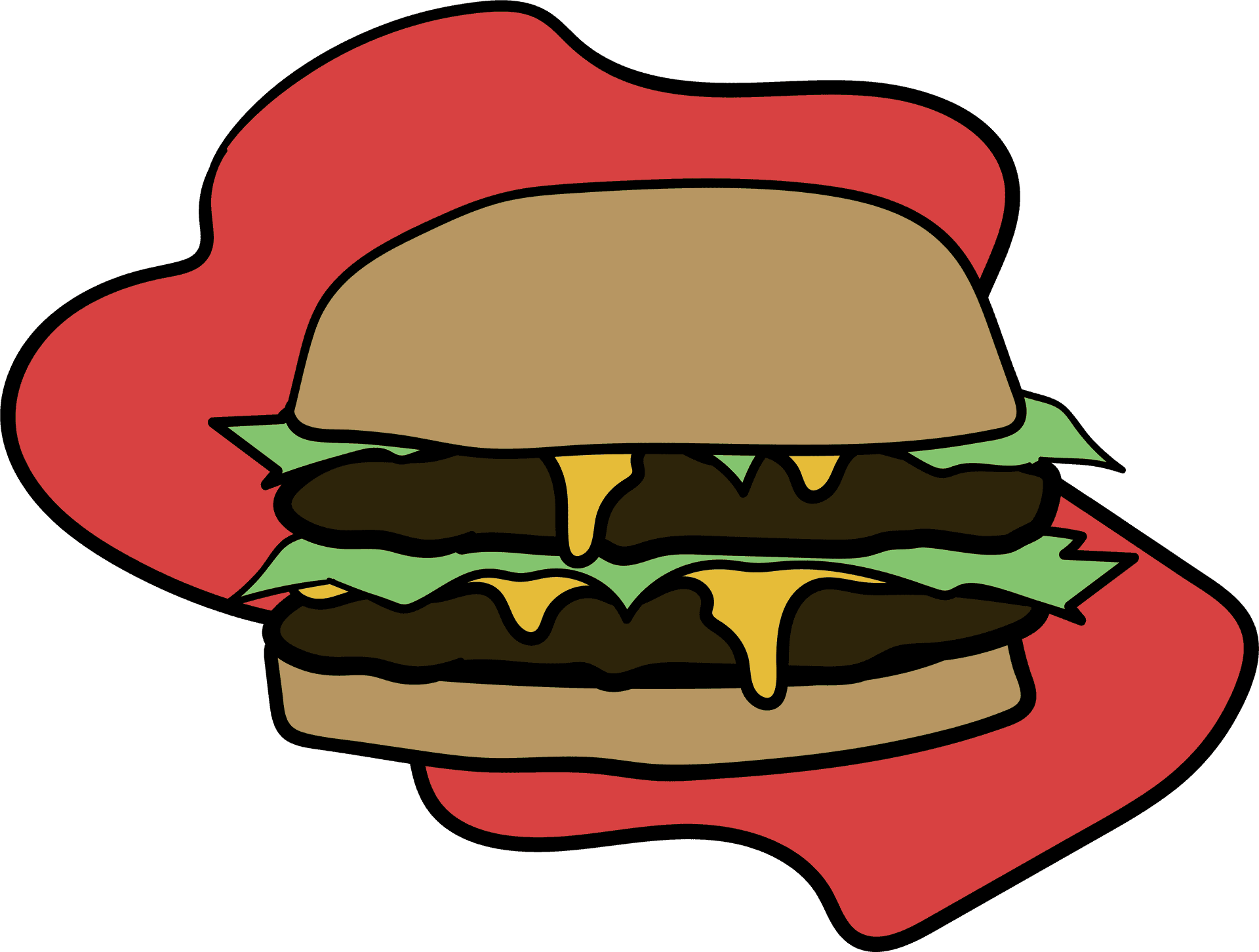 Double Cheeseburger Cartoon Illustration PNG Image