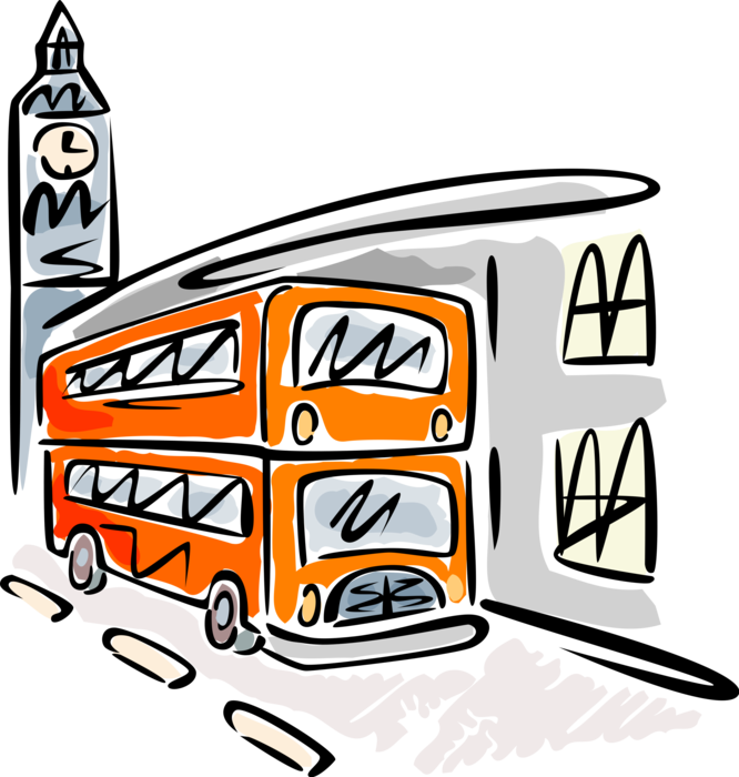 Double Decker Bus Cartoon Illustration PNG Image