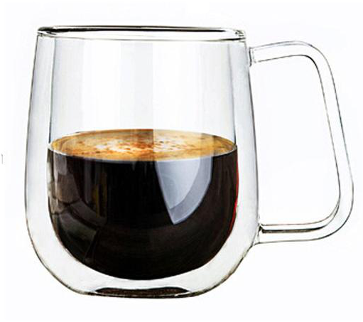 Double Wall Glass Coffee Mug PNG Image