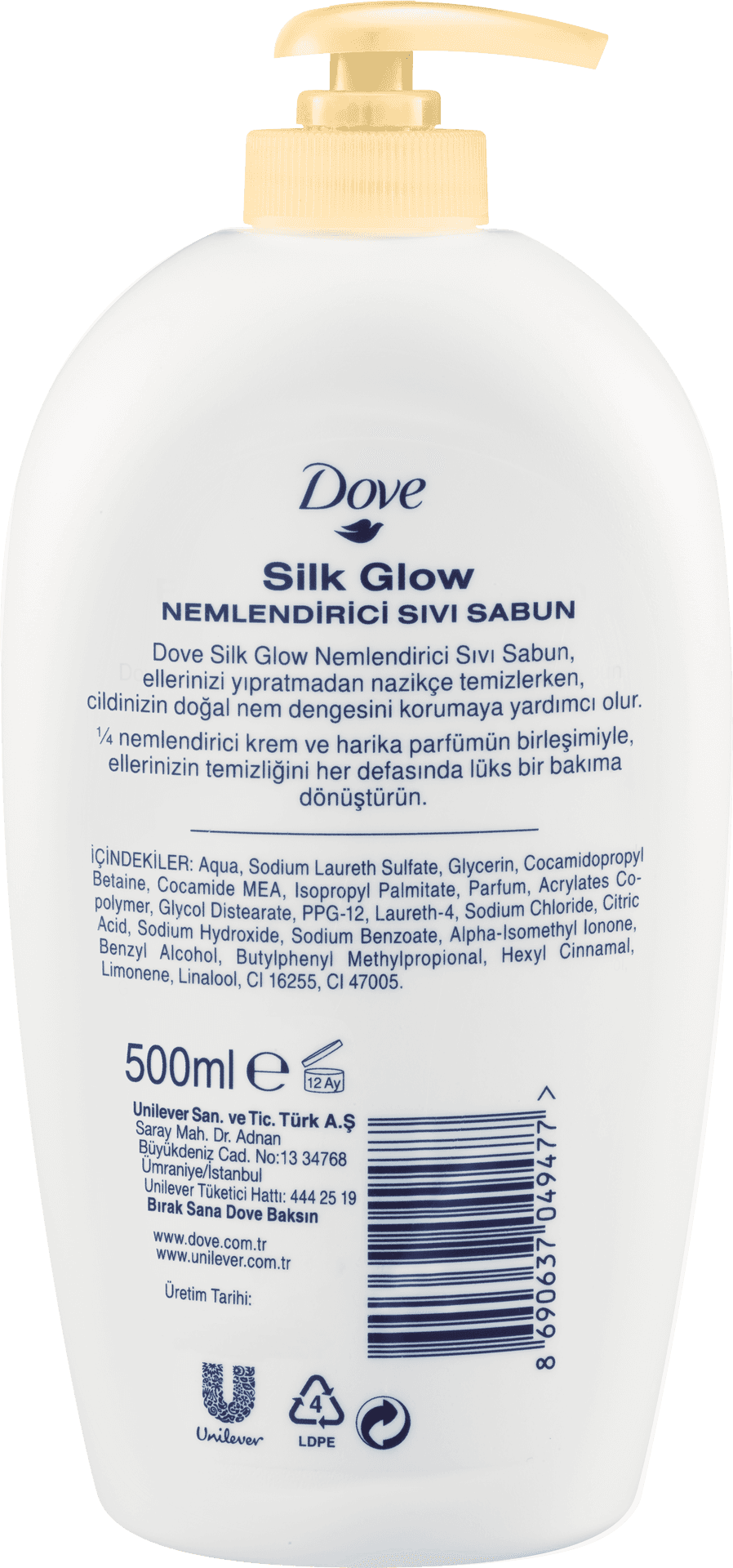 Dove Silk Glow Liquid Soap Bottle PNG Image