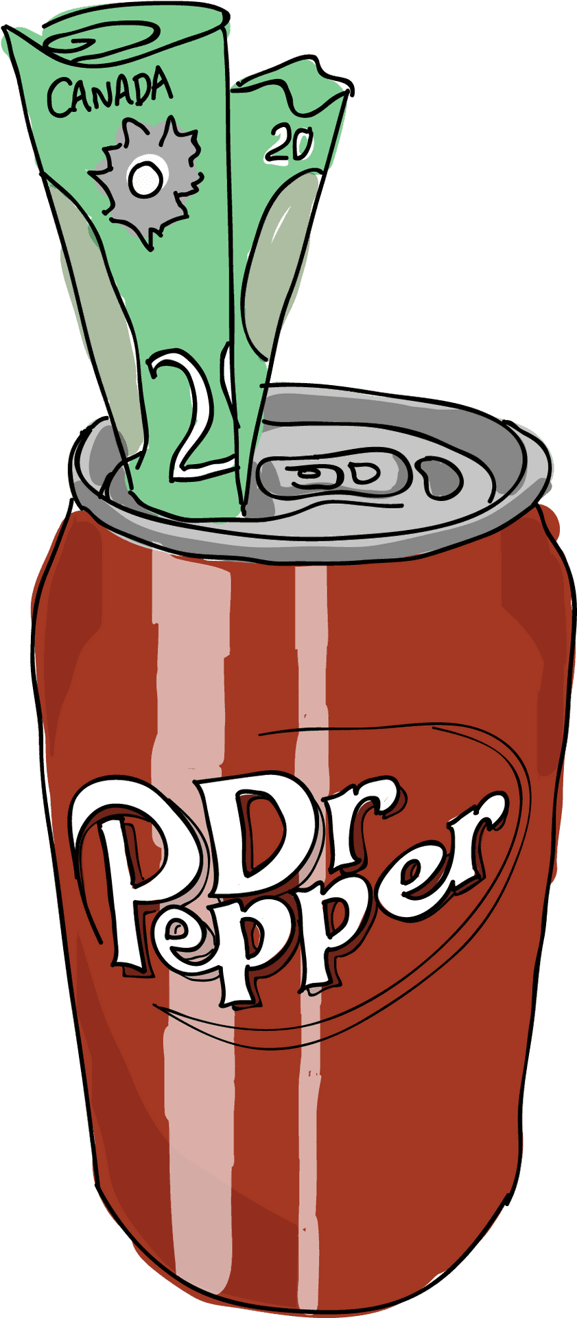 Dr Pepper Canwith Canadian Money PNG Image