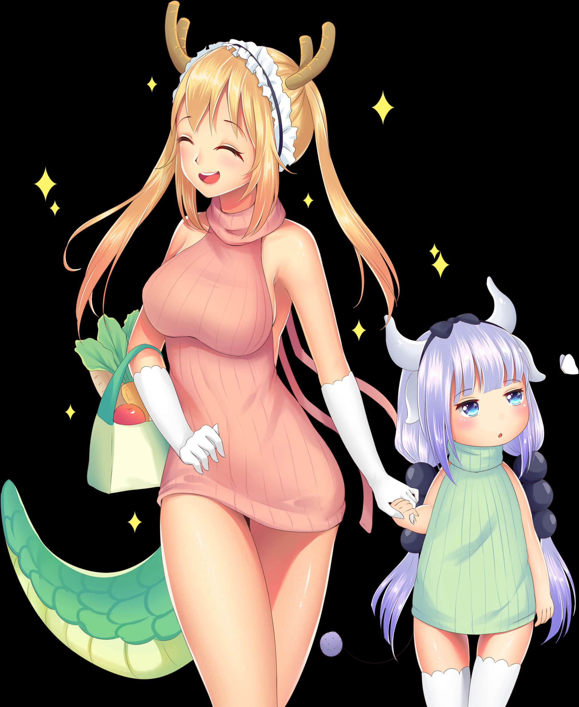 Dragon Maidenand Child Illustration PNG Image