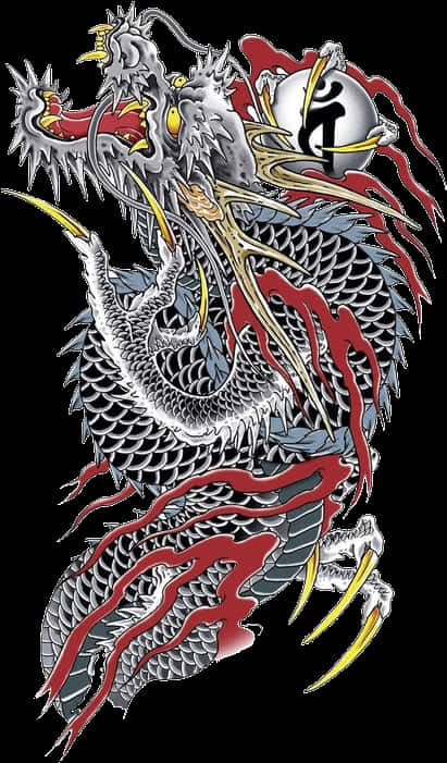 Dragon Yin Yang Tattoo Design PNG Image