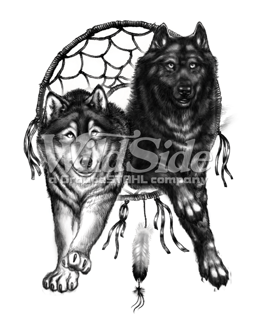 Dreamcatcher Wolves Artwork PNG Image