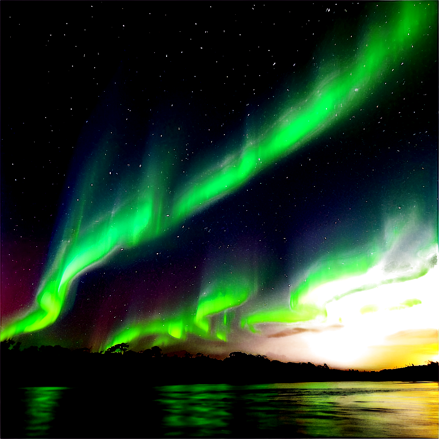 Dreamy Aurora Over River Png Yrg PNG Image