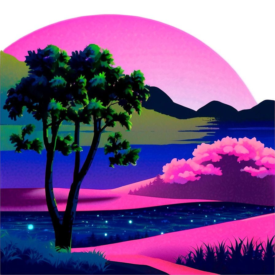 Dreamy Vaporwave Landscape Png 95 PNG Image