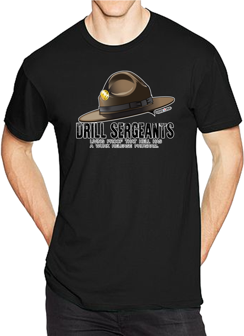 Drill Sergeant Humor Black T Shirt PNG Image