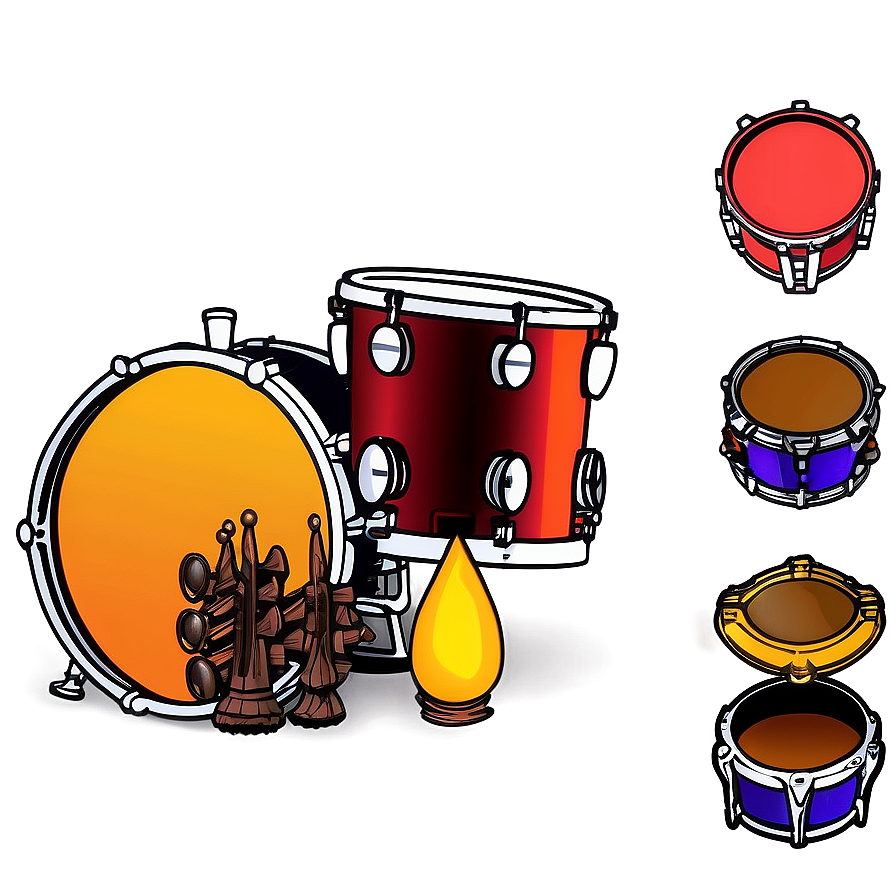 Drum Kit Outline Png Bxn PNG Image