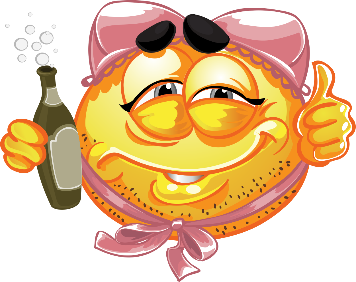 Drunk Emoji With Bottle PNG Image