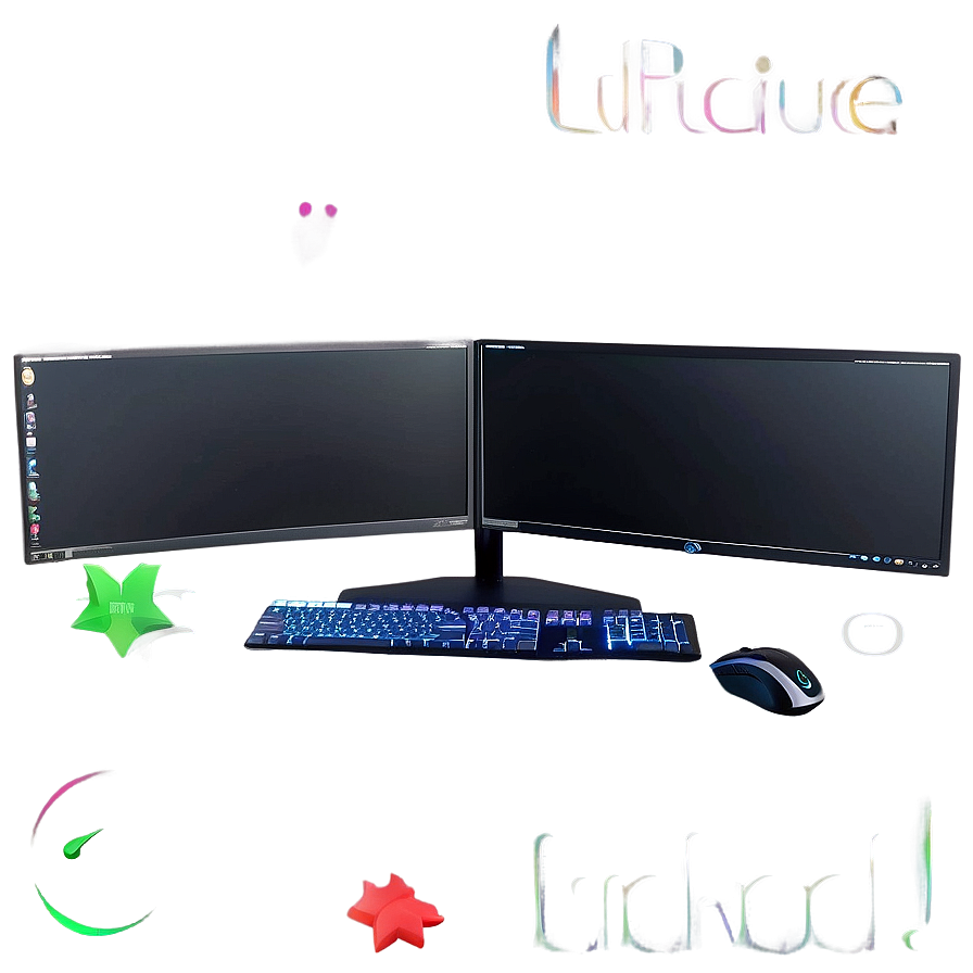 Dual Monitor Pc Setup Png 9 PNG Image