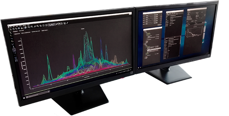 Dual Monitor Setup Data Analysis PNG Image