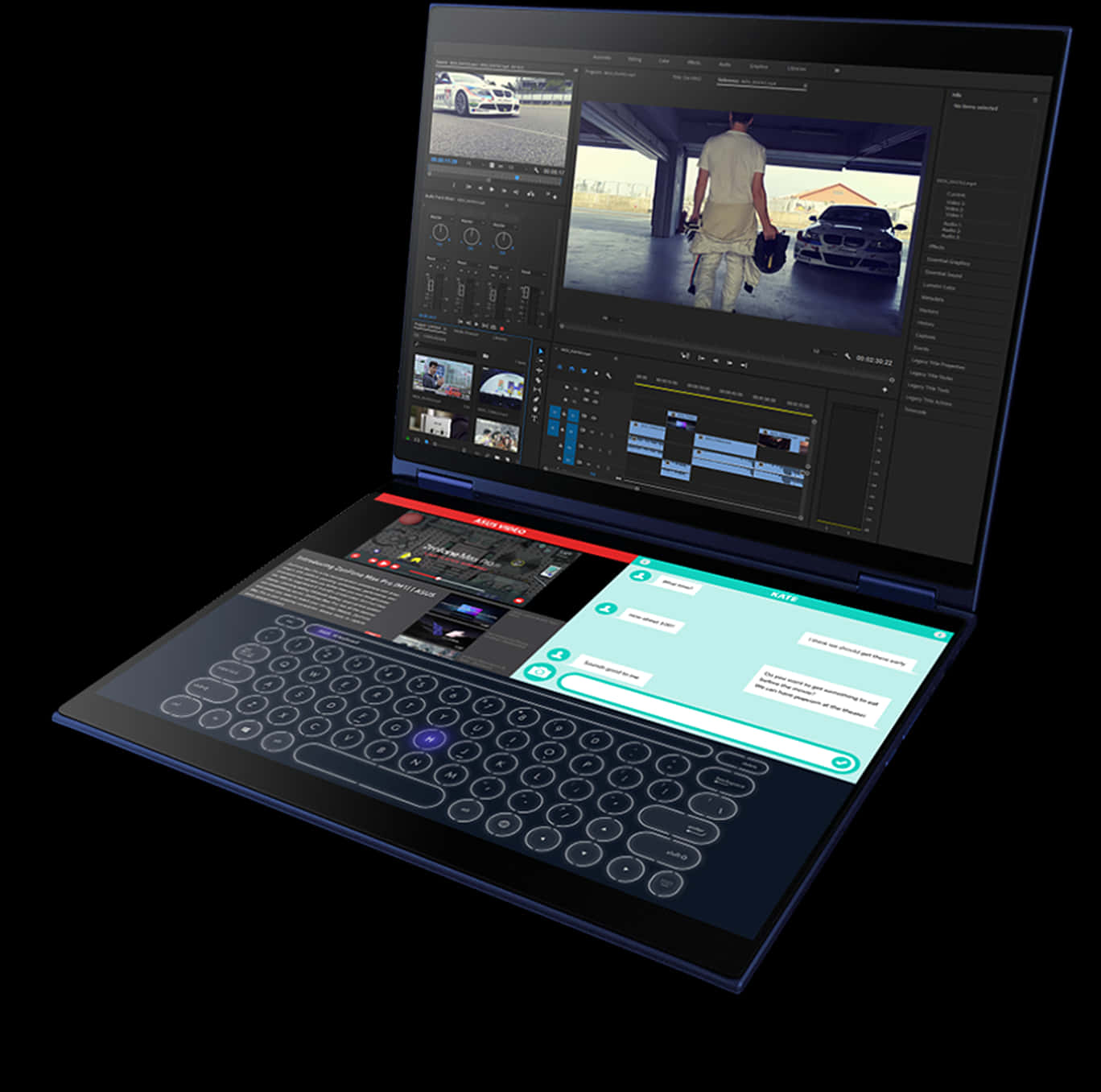 Dual Screen Professional Laptop PNG Image