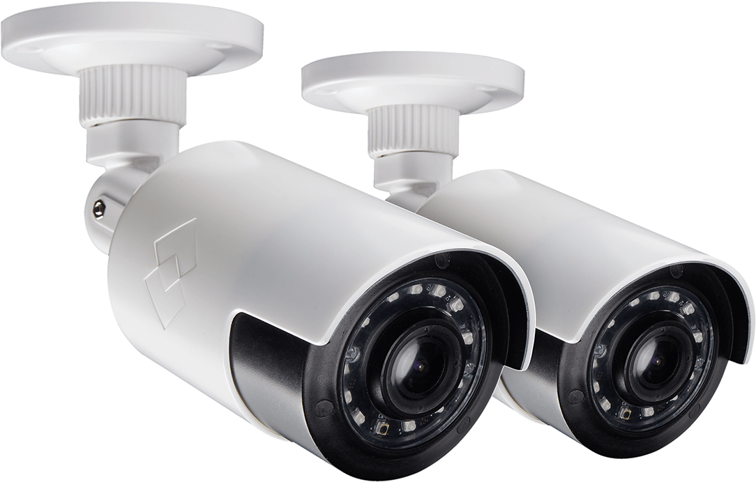 Dual Security Cameras Installation PNG Image