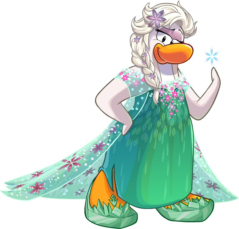 Duck_ Character_ Dressed_as_ Elsa PNG Image