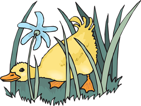 Duckling_ Hiding_ Among_ Reeds PNG Image