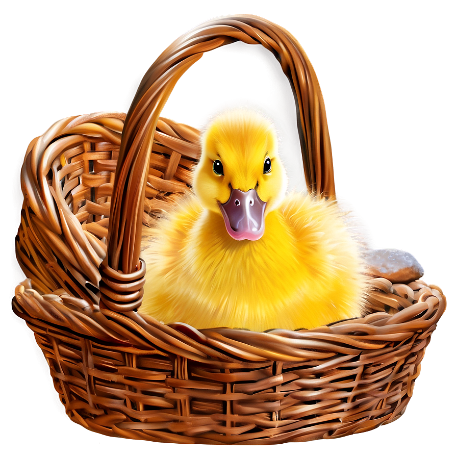 Duckling In Basket Png Wvh80 PNG Image