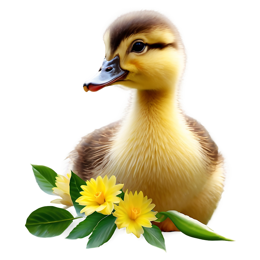 Duckling With Flowers Png Qpg72 PNG Image