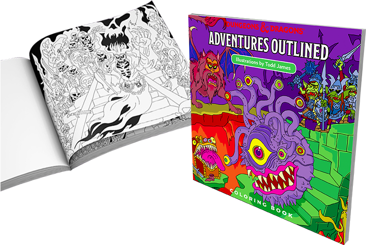 Dungeons Dragons Coloring Book Adventures Outlined PNG Image