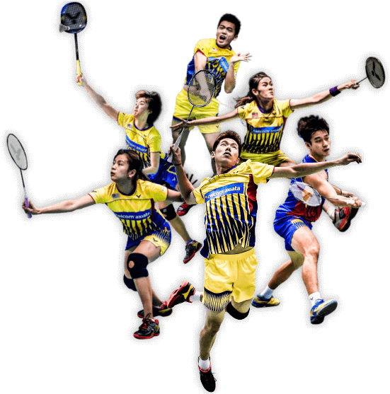 Dynamic Badminton Action Collage PNG Image