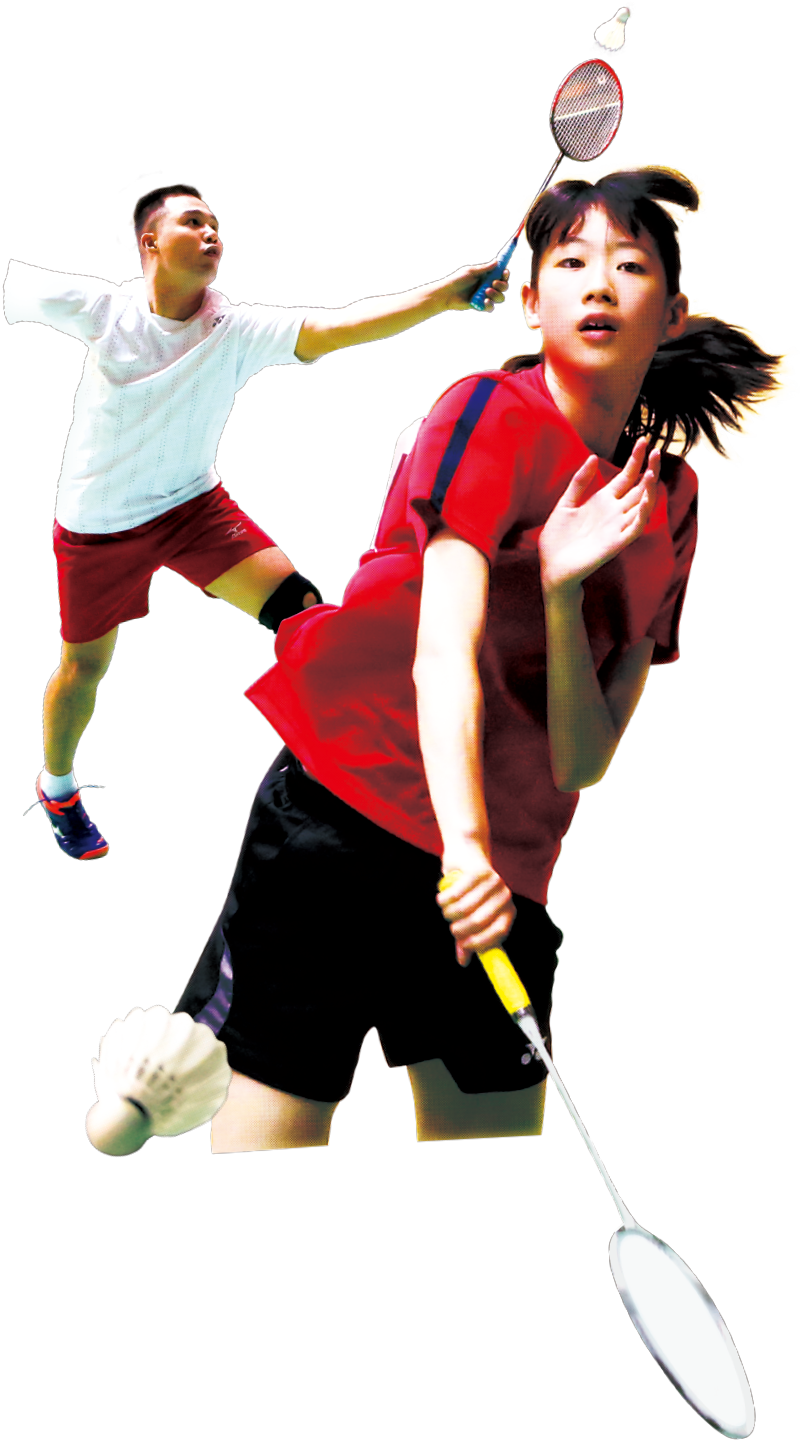 Dynamic Badminton Doubles Action PNG Image