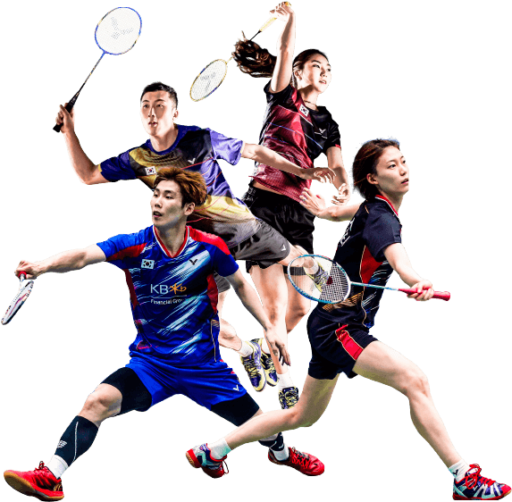 Dynamic Badminton Players Action Shots PNG Image