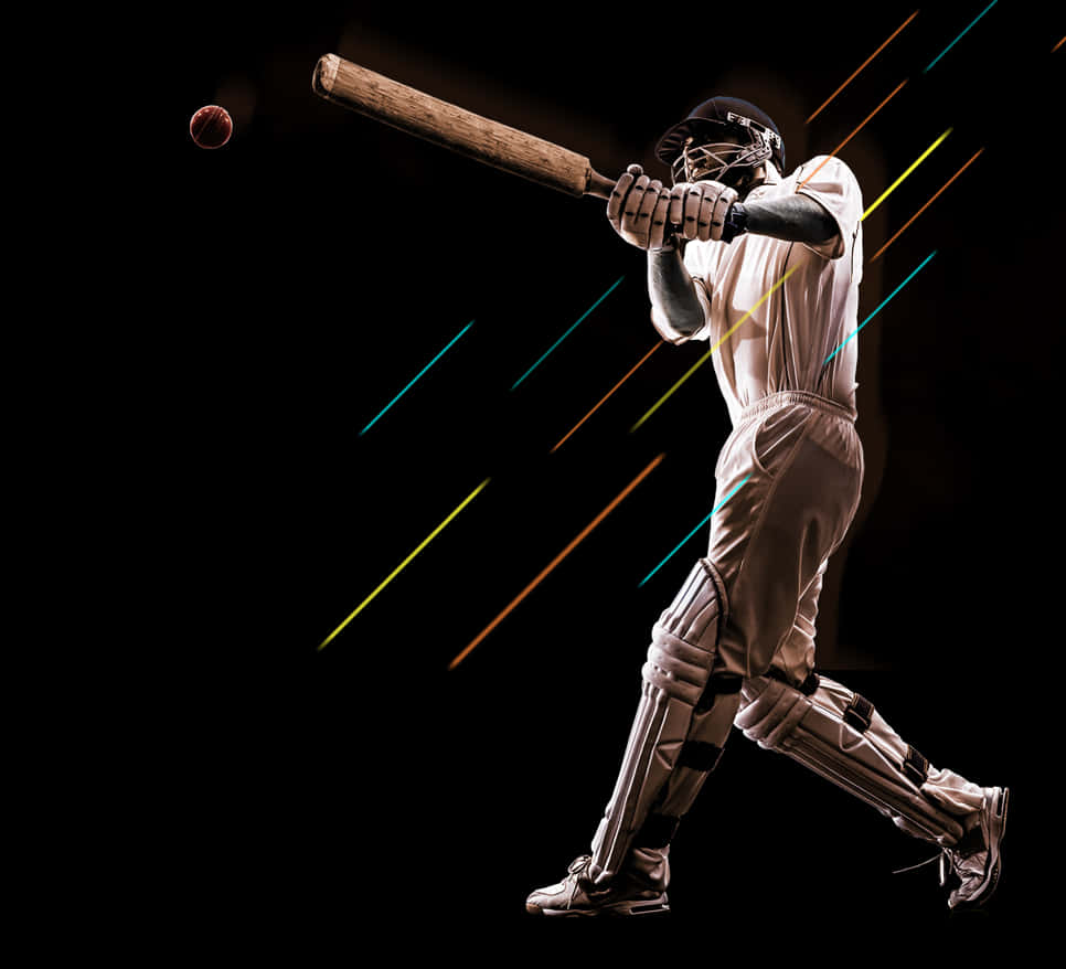 Dynamic Cricket Batsman Action PNG Image