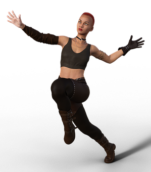 Dynamic Dance Pose Female Performer PNG Image