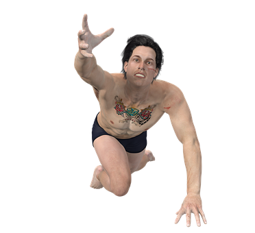 Dynamic Dive Man Tattoo PNG Image