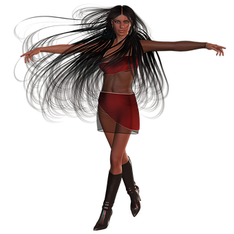 Dynamic Female Dancer3 D Model PNG Image