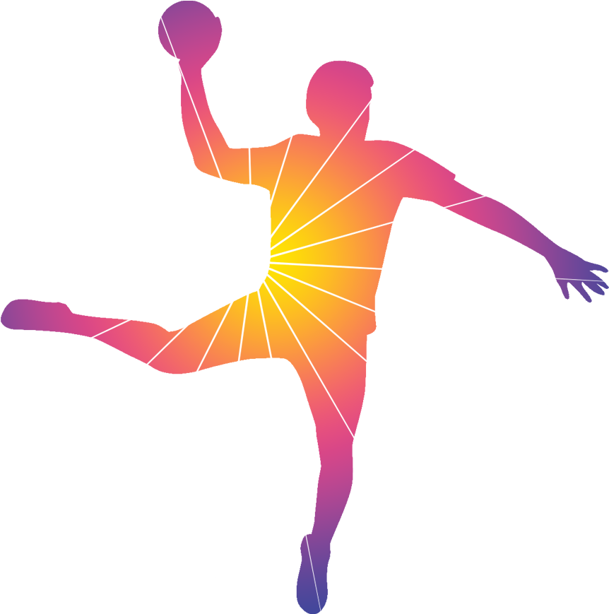 Dynamic Handball Player Silhouette PNG Image