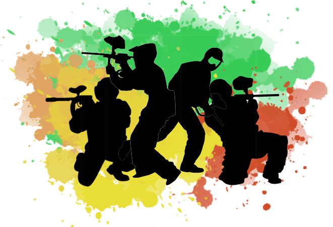 Dynamic Paintball Action Silhouettes PNG Image