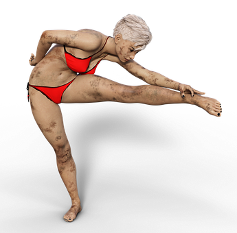 Dynamic Pose Red Swimsuit Woman PNG Image