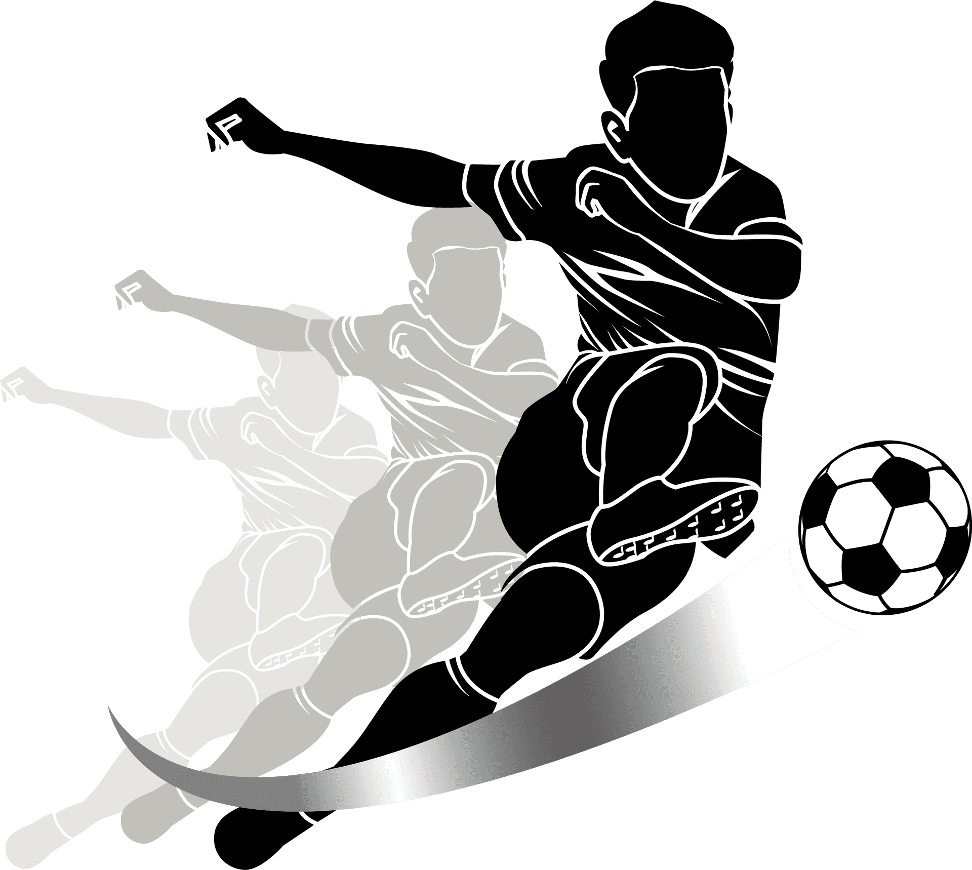 Dynamic Soccer Players Vector Illustration PNG Image