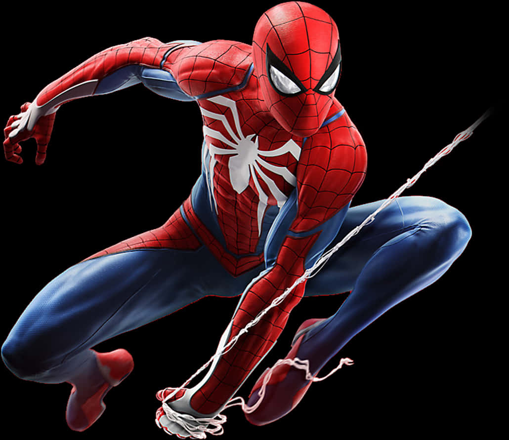 Dynamic Spiderman Action Pose PNG Image