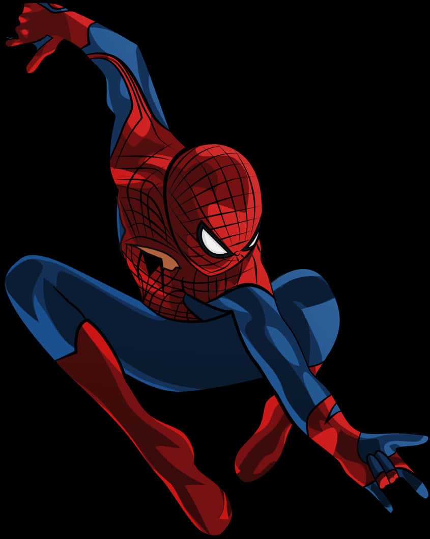 Dynamic Spiderman Swinging Action PNG Image