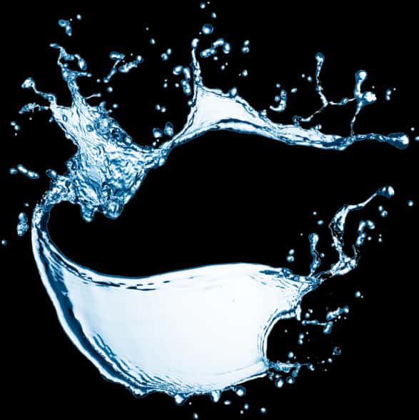 Dynamic Water Splash Against Black Background.jpg PNG Image