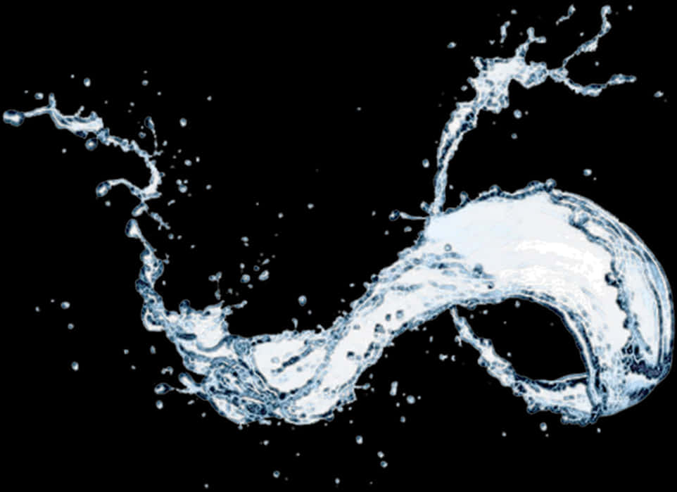 Dynamic Water Splash Against Black Background.jpg PNG Image