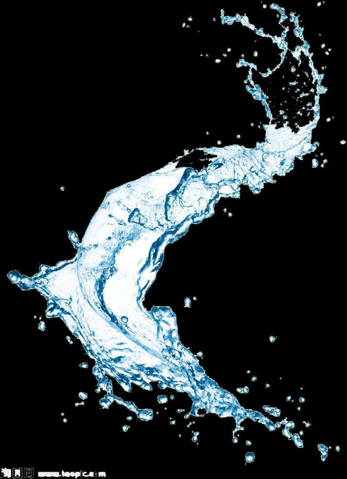 Dynamic Water Splash Against Black Background.jpg PNG Image