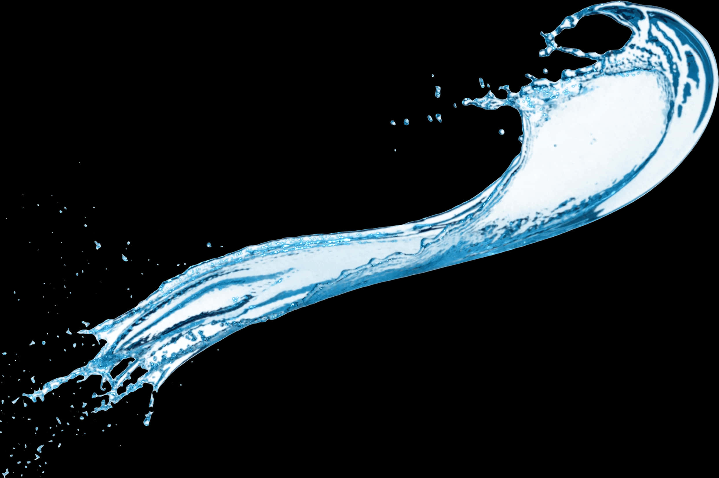 Dynamic Water Splash Against Black Background.jpg PNG Image