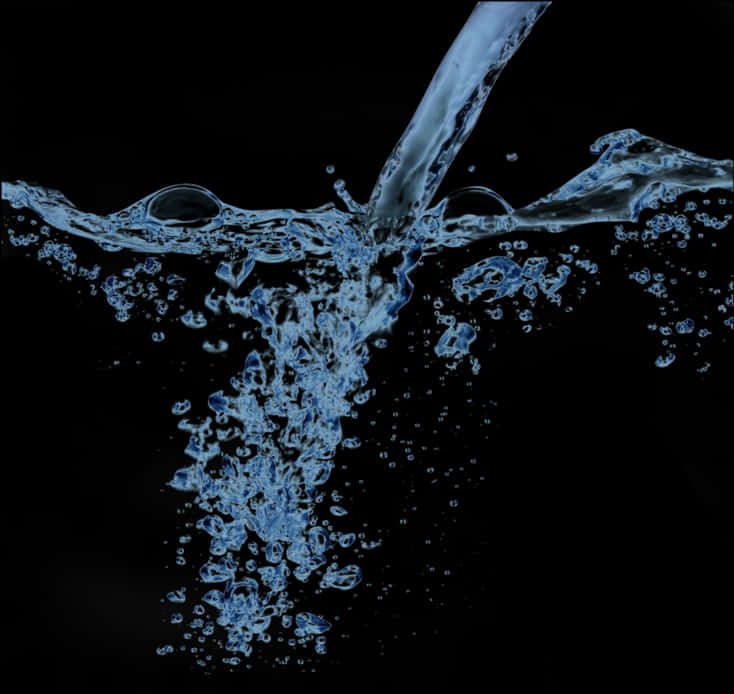 Dynamic Water Splash Against Black Background.jpg PNG Image