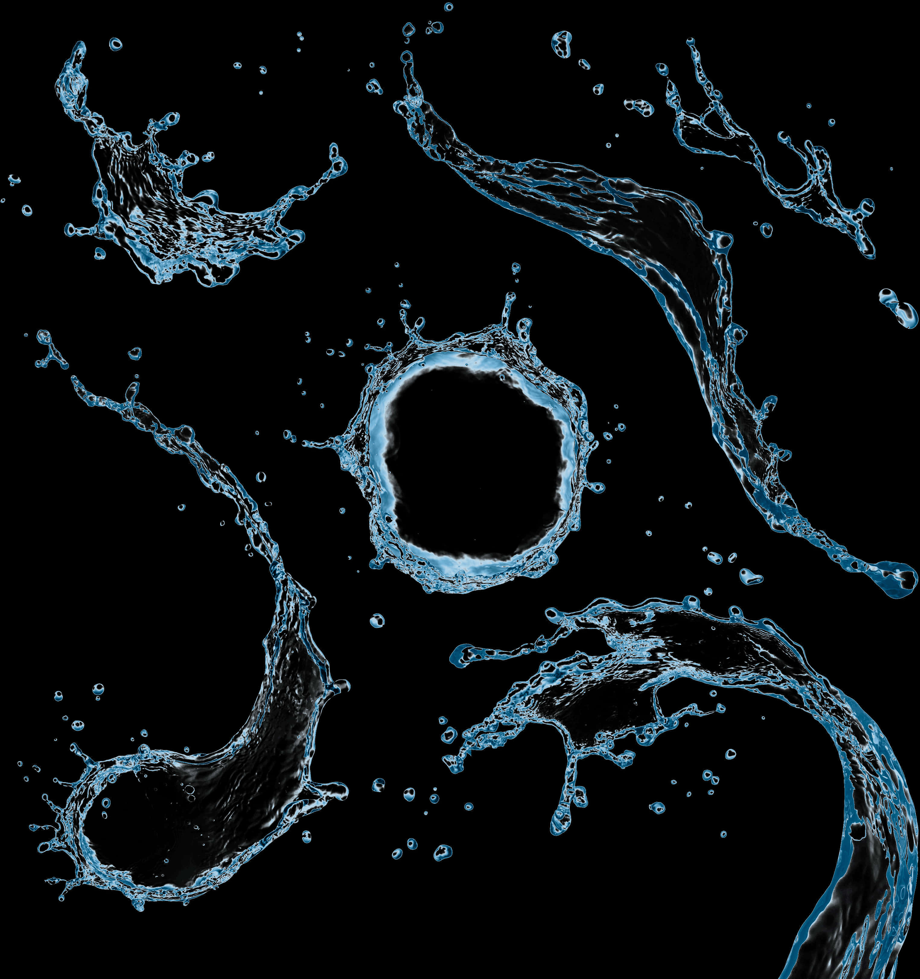 Dynamic Water Splash Dark Background PNG Image