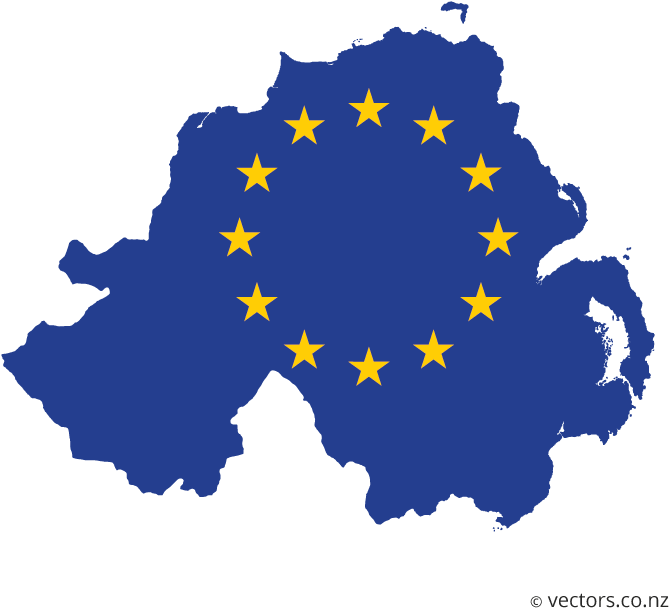 E U Flag Over Ireland Map PNG Image