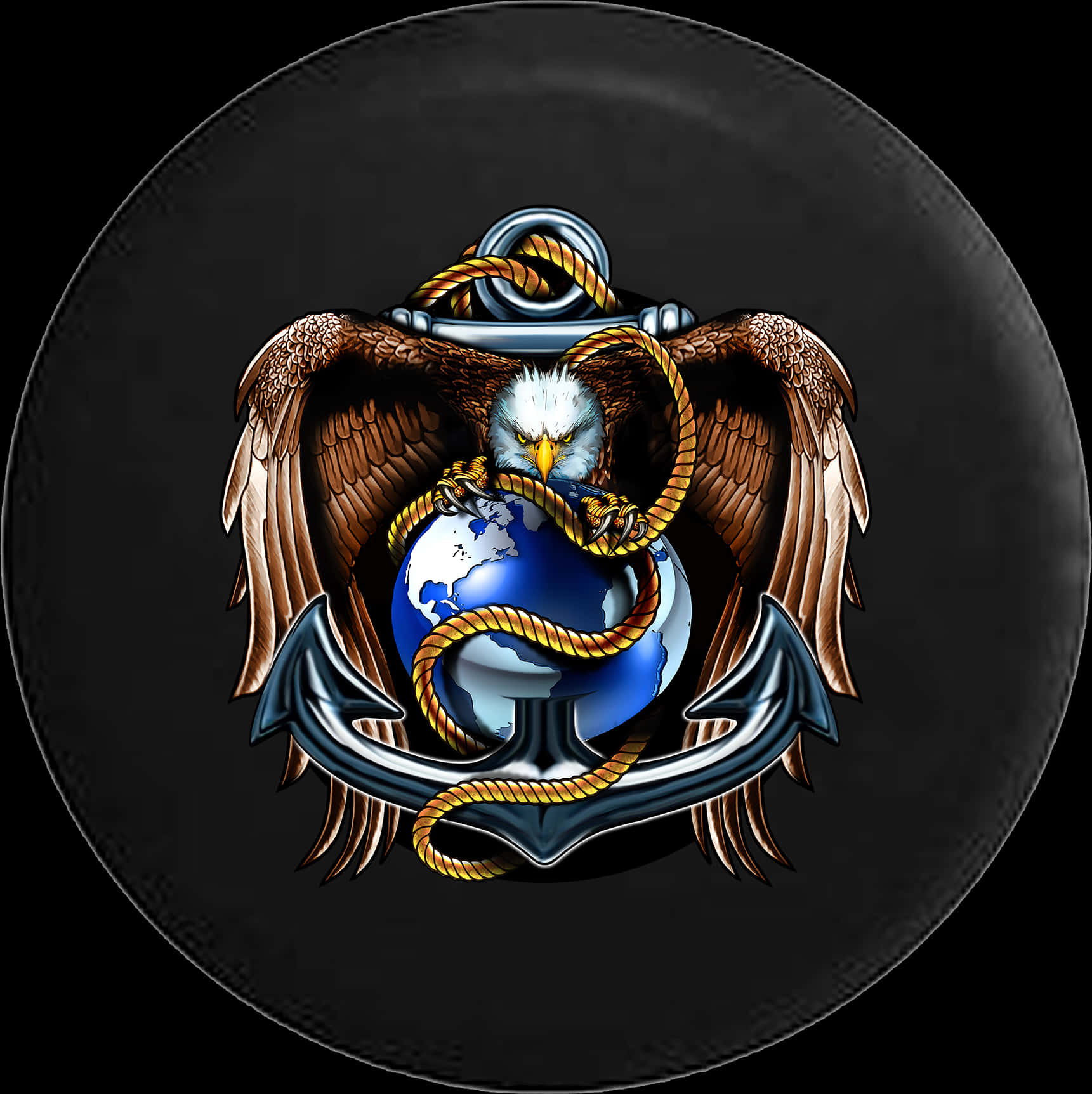 Eagle Anchor World Emblem PNG Image