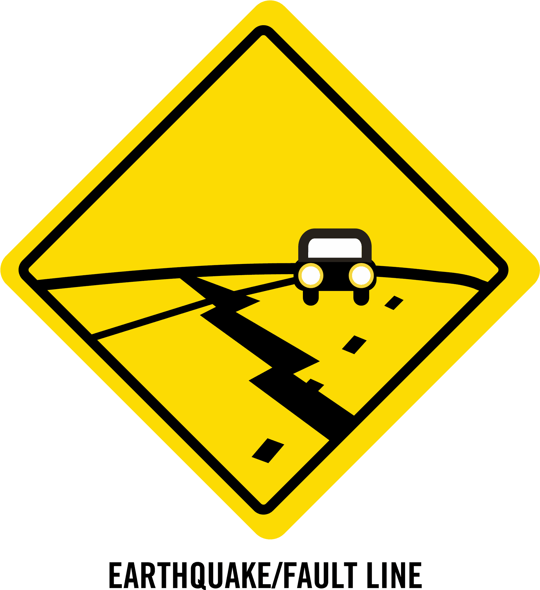 Earthquake Warning Sign Diamond Shape PNG Image